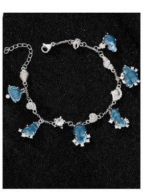 手链女小众in设计蓝色水母手串甜美百搭海洋世界手饰