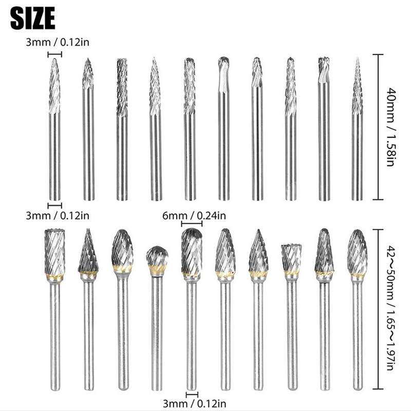 20件套钨钢打磨头3*6套装硬质合金旋转锉玉石抛光雕刻滚磨刀3*3mm,淘宝优惠券,粉丝福利购,淘宝优惠卷
