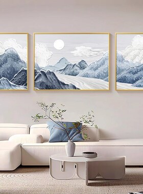 客厅奶油风三联装饰画现代简约y花卉沙发背景墙挂画轻奢高级感壁