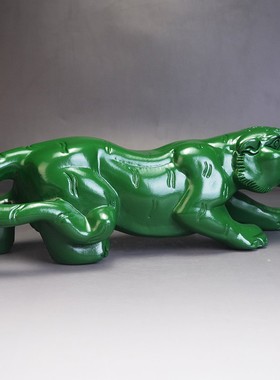 招财镇宅绿色老虎摆件木雕生肖黑檀木虎实木红木饰品生日礼物