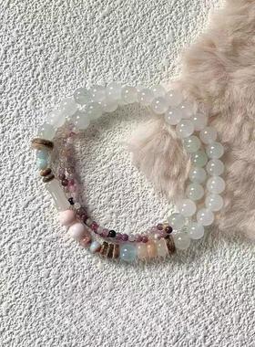 2023年新款名媛风高级轻奢复古翡翠绿色串珠手链小众设计手串礼物