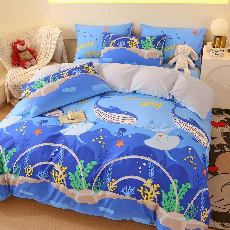 新款可爱纯棉卡通四件套儿童男孩全棉被套学生宿舍床单三件套床品,淘宝优惠券,粉丝福利购,淘宝优惠卷