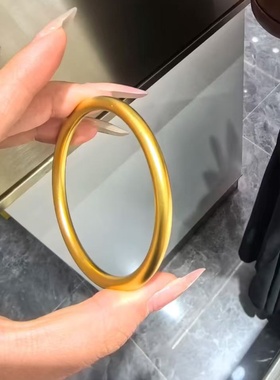 卡纯诗金店同款沙金仿真金8mm素圈古法传承光面手镯送女友高级感