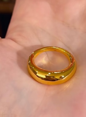 卡纯诗仿真金单依纯同款简约百搭黄金色素圈面包戒指女高级感指环