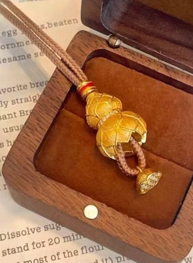 卡纯诗仿金沙金黄金色古法点钻莲蓬葫芦项链吊坠毛衣链女轻奢花丝