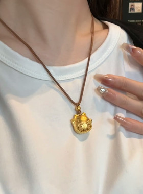 金店同款沙金仿真金招财猫吊坠男女汽车钥匙包包挂件高级感情侣