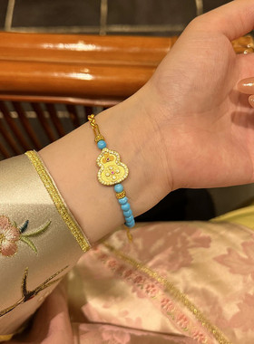 金店同款沙金仿真金福禄葫芦珠珠手链女新款轻奢高级感手镯送礼