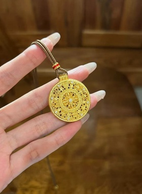 卡纯诗金店同款沙金福运八宝罗盘金刚杵吊坠女高级感项链新款送礼