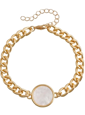 欧美饰品几何铝链方形黑色方形仿钻手链女冷淡风简约个性手饰