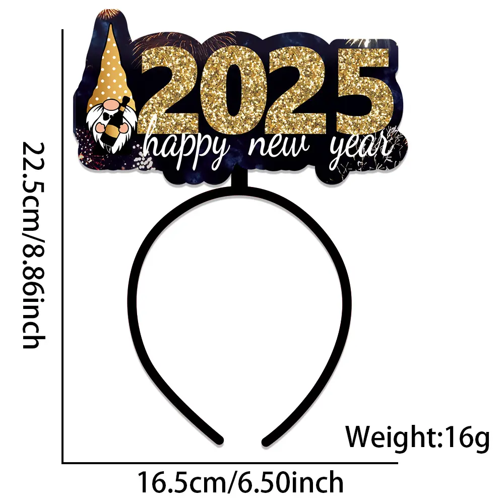 2025新年发箍跨年主题派对装饰品hy new year圣诞新年头箍装扮 - 图0