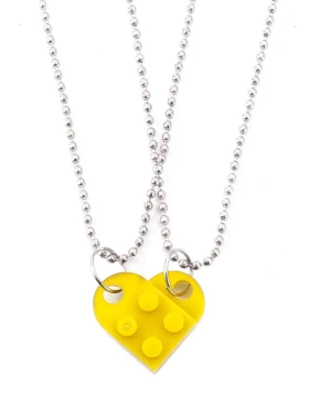 速卖通新品心形积木情侣项链ins创意双层可拆分串珠拼接锁骨链女