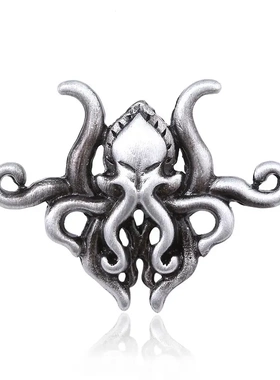 克苏鲁神话克总复古鱼项链吊坠欧美个性街头潮人朋克男女毛衣链