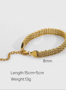 2025年新款欧美潮流链条金属粗旷钛钢手链女锁骨链编织蛇骨链饰品