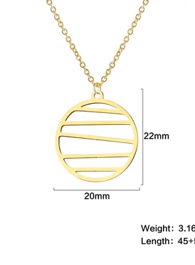 饰品个性潮流简约风镂空横条圆吊坠情侣项链