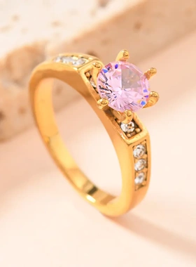 时尚欧美复古不锈钢饰品轻奢铸造立体镶钻焊爪镶锆石钛钢情侣戒指