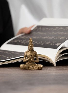 唐密大日如来佛像铜摆件供奉随身佛毗卢遮那如来中式禅意家居装饰