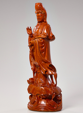 花梨木雕观音佛像家用供奉客厅南海观世音菩萨像观音娘娘神像摆件