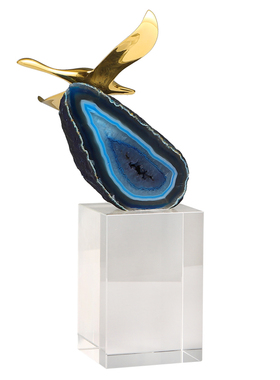 轻奢创意黄铜飞雁天然玛瑙水晶高档家居摆件办公室书桌面软装饰品