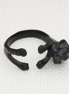 欧美畅销可爱生肖可卡犬戒指女小众设计食指戒速卖通热卖饰品