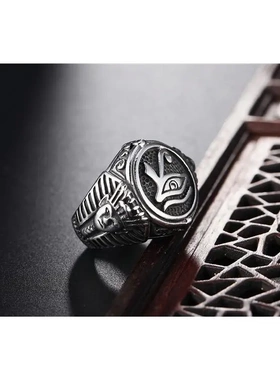 r0509-02 欧美时尚埃及法老荷鲁斯之眼男士钛钢戒指 饰品