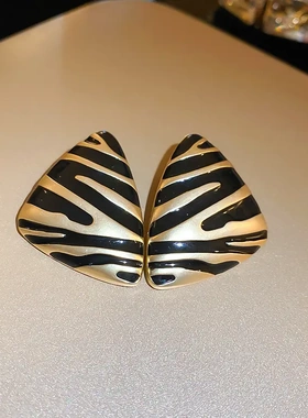 中古滴油条纹形开口戒指轻奢高级感食指戒复古饰品女