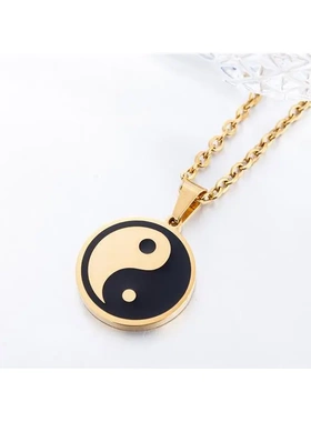 p0147-02 饰品不锈钢八卦阴阳图项链吊坠 钛钢项链男士