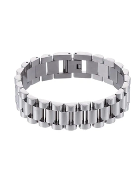 欧美ins时尚简约嘻哈轻奢粗链条饰品不锈钢镀金15mm宽表带链手链