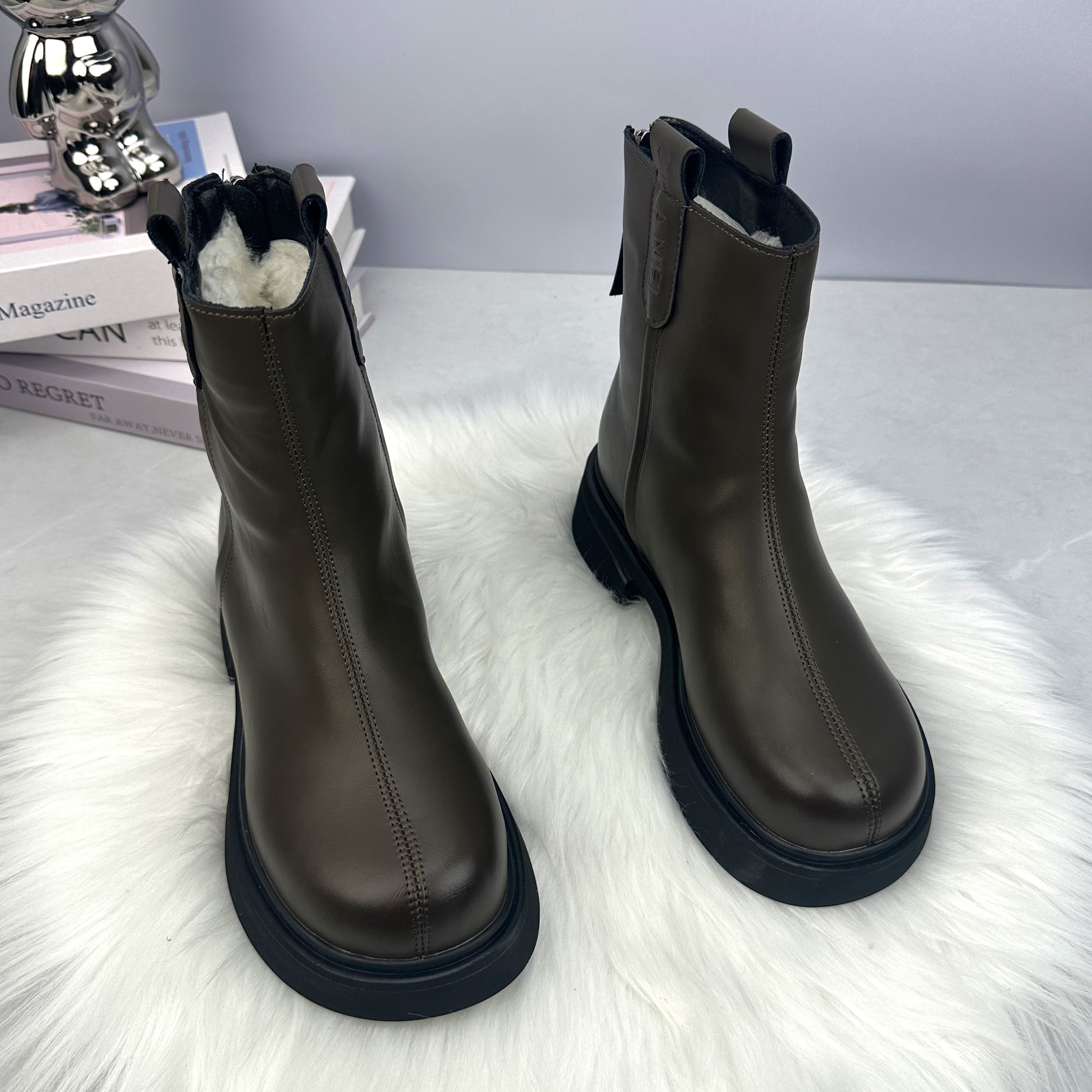 2025秋冬加绒马丁靴女冬羊毛内里保暖厚底短靴防滑棉靴烟筒短靴,淘宝优惠券,粉丝福利购,淘宝优惠卷