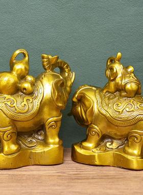 宏达 全黄铜福禄大象办公室家居玄关铜大象礼品铜器摆件