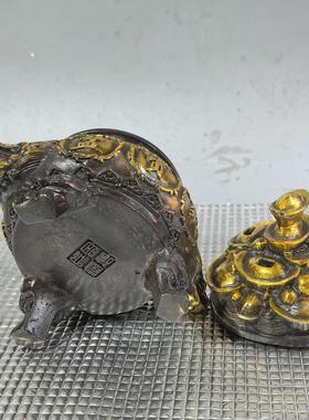 黄铜聚宝盆香炉 铜制庙宇佛堂供奉香炉用品龙头元宝仿古薰香炉