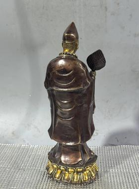 仿古铜鎏金济公家具客厅摆件古玩铜器收藏铜济公佛像供奉工艺品