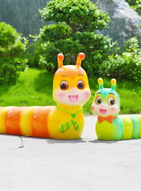 玻璃钢卡通户外仿真可爱毛毛虫雕塑幼儿园公园草坪休闲座椅大摆件