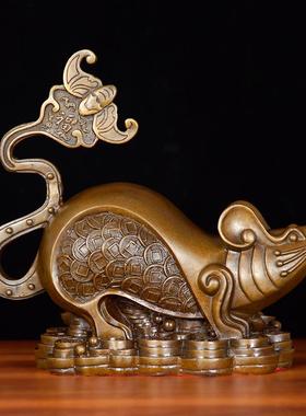 纯黄铜福鼠摆件创意生肖鼠新中式家居办公室客厅装饰摆件品