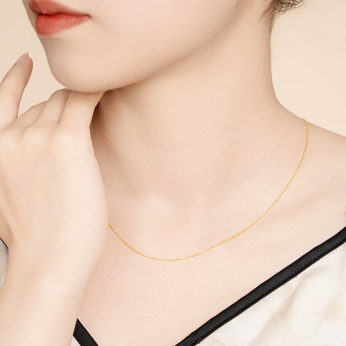 水贝黄金官方旗舰店18K项链O字链百搭玫瑰金锁骨链金饰礼物送女友 - 图3