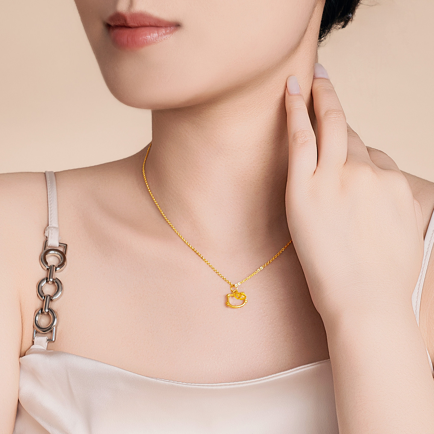 水贝黄金官方旗舰店足金999心愿猫咪吊坠项链小克重金送女友礼物,淘宝优惠券,粉丝福利购,淘宝优惠卷