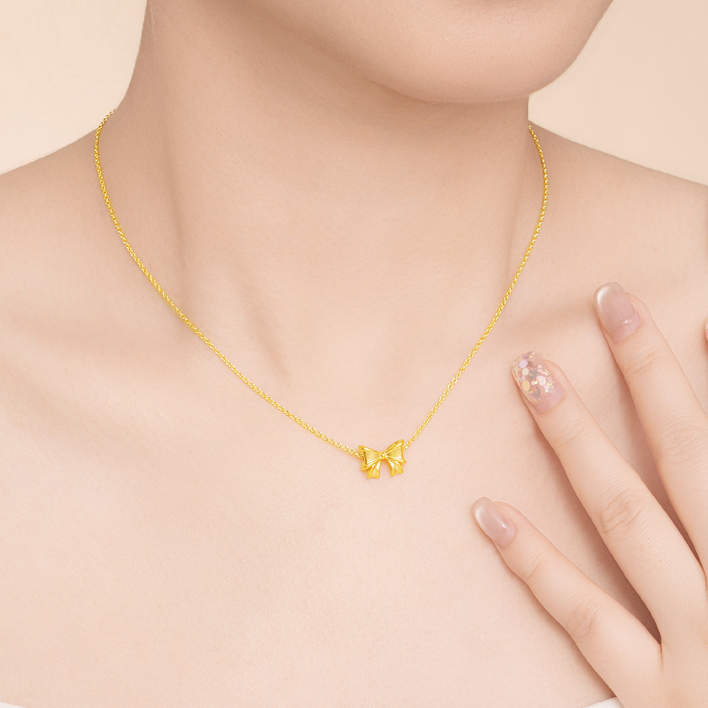 水贝黄金官方旗舰店足金999在逃公主蝴蝶结吊坠项链女小克重礼物,淘宝优惠券,粉丝福利购,淘宝优惠卷