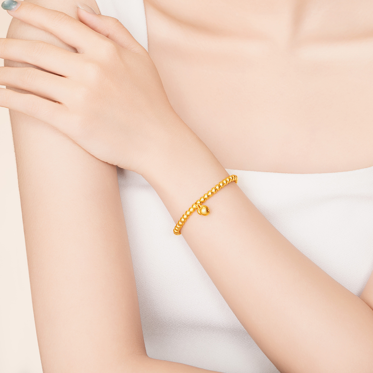 水贝黄金官方旗舰店足金999葫芦小金珠手串福禄手链礼物送女友 - 图3