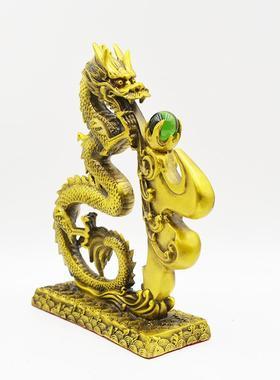 宏达 黄铜万福龙中式家居玄关青龙铜器摆件