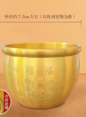 黄铜米缸聚财摆件中式半手工