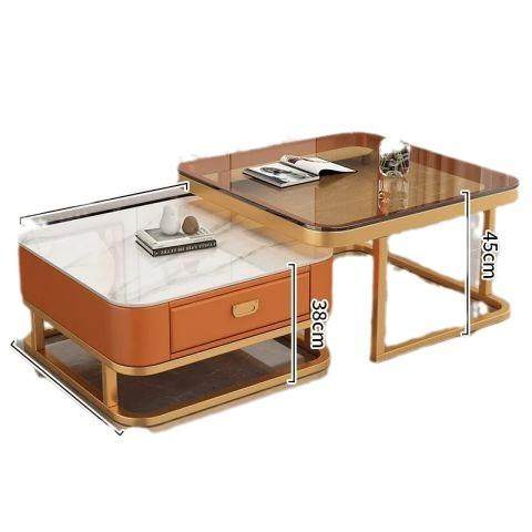 方形茶几客厅家用小户型现代亮面岩板轻奢网红玻璃茶几电视柜组合,淘宝优惠券,粉丝福利购,淘宝优惠卷