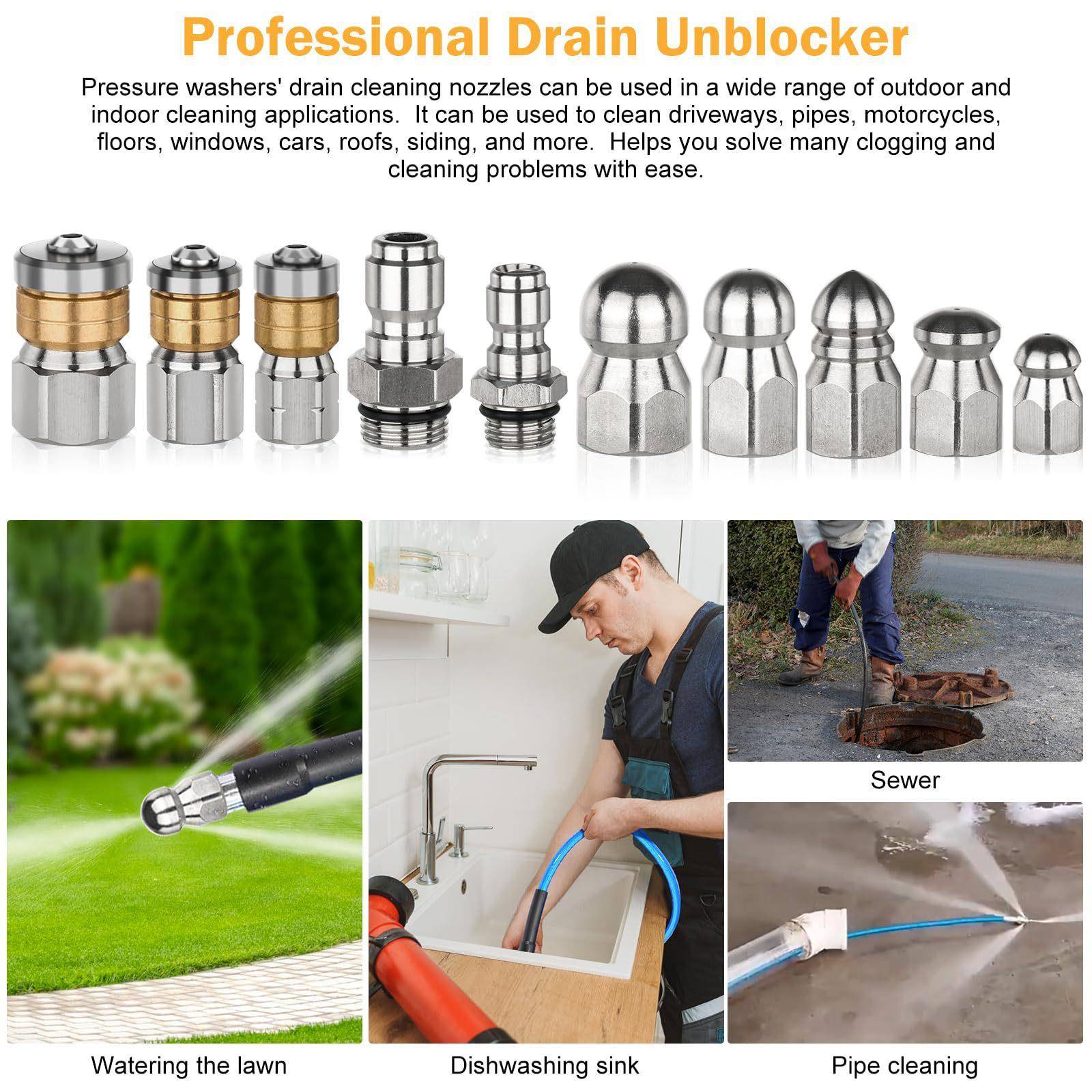 新款高压清洗机水老鼠下水道疏通管道市政管道不锈钢水老鼠喷 - 图1