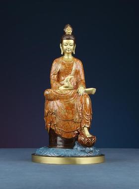 铜欣祥黄铜摆件《东方三圣》月光菩萨日光药师佛铜工艺品佛像摆件