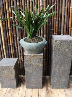 水磨坊中式禅意仿古祥云展示柱落地摆件家居客厅过道玄关装饰底座