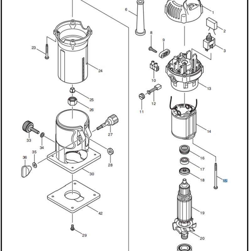 牧田3709修边机配件转子定子透明罩导座波形垫圈开关碳刷机壳 - 图0