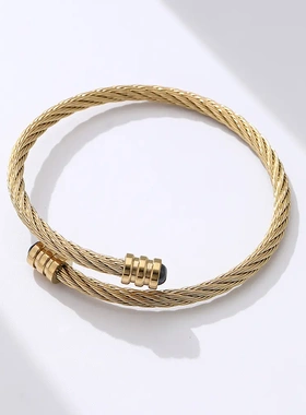 不锈钢磁石手镯宽光面开口手环双磁性控脂饰品配饰