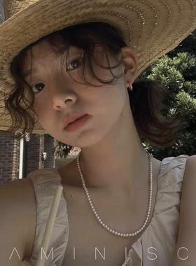 Raminisce施家baby珍珠项链正圆强光小极细款复古14k包金颈链女夏