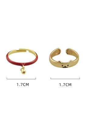 日韩可爱猫咪戒指女轻奢ins风百搭高级感指环简约气质开口手饰品