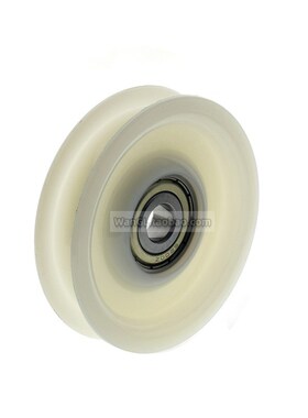 现货6200轴承滚轮钢丝绳吊轮凹槽U型过线导轮包塑尼龙10*70*16mm
