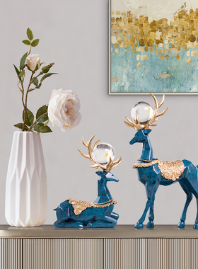 美欧式鹿摆件家居装饰工艺品客厅电视柜玄关酒柜装饰品奢华摆设品