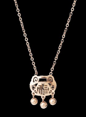 长命锁钛钢镀玫瑰金项链女 韩国气质时尚创意潮人锁骨链配饰首饰